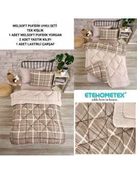 ETE HOMETEX TEK KİŞİLİK WELSOFT UYKU SETİ SAFİR BEJ 8696474232018